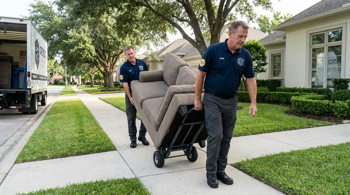 Local residential moving crew loading furniture in Shreveport, LA